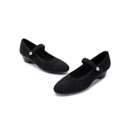 Vintage Tweed Low Heel Strap Mary Jane Shoes-3