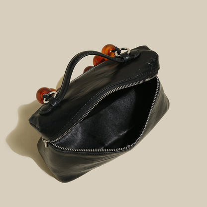 Vintage Vanity Shoulder Bag with Resin Bead Strap-4