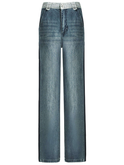 Washed Denim Flared Blue Jeans-3