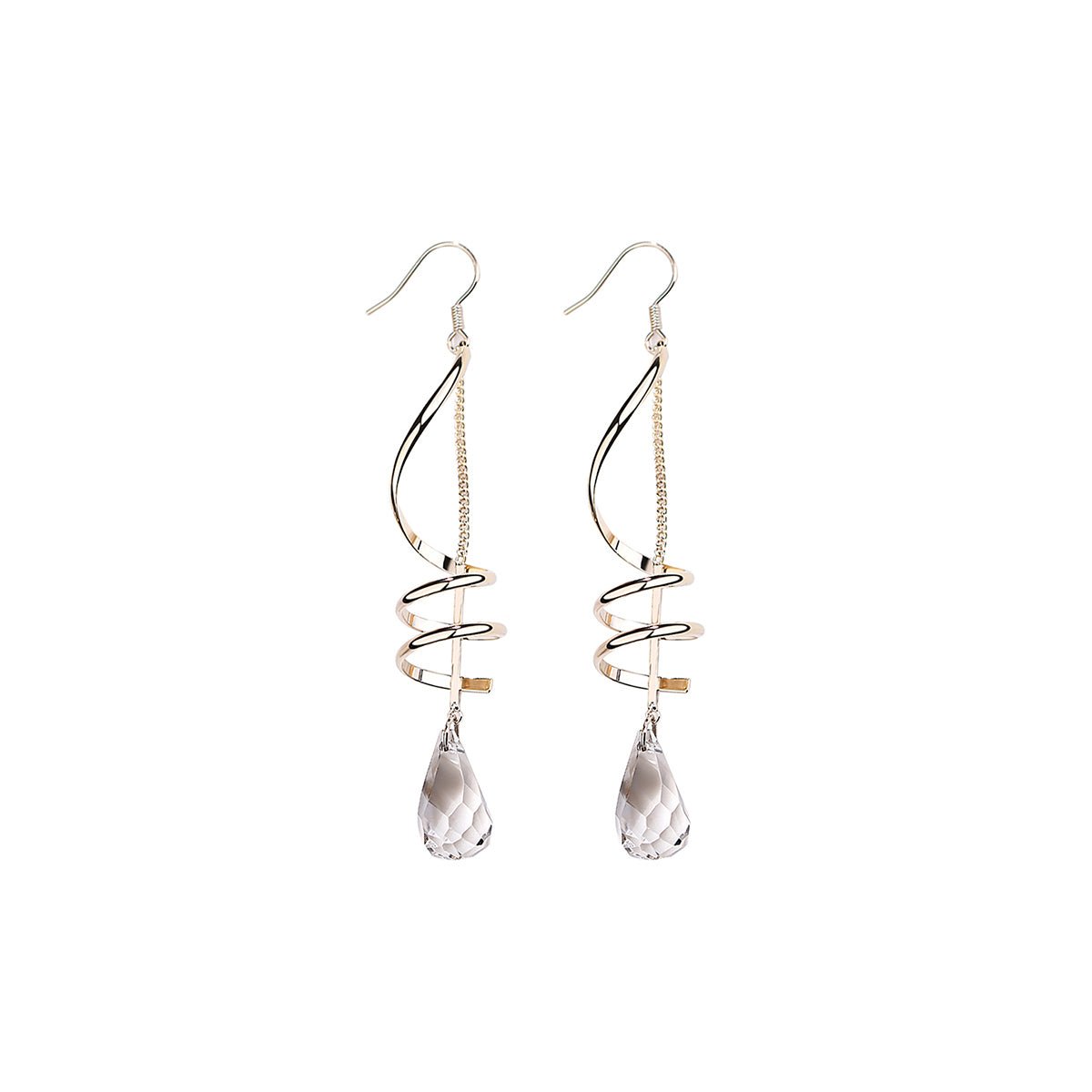 Wavy Chandelier Gold Earrings-0