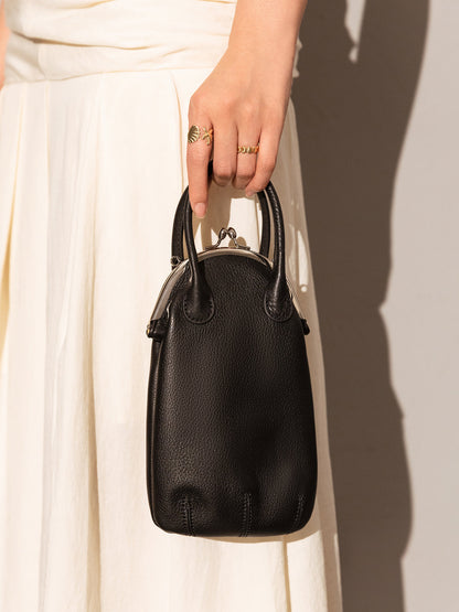 Whimsical Gourd Leather Ball Clasp Top Handle Bag-1