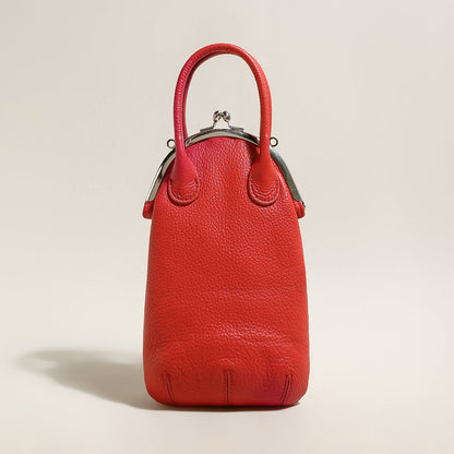 Whimsical Gourd Leather Ball Clasp Top Handle Bag-2