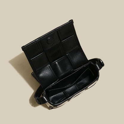 Woven Black and White Top Handle Bag-3